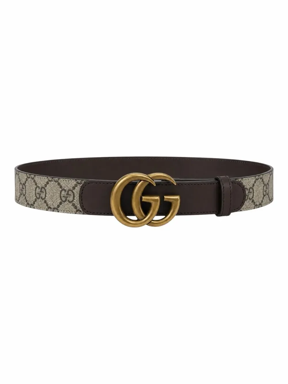 Gucci Canvas Monogram GG Buckle Supreme Leather Belt Brown Size 85cm/34